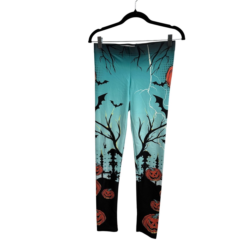 FiercePulse Womens M Halloween Leggings Jack O' Lantern Spooky Activewear Yoga